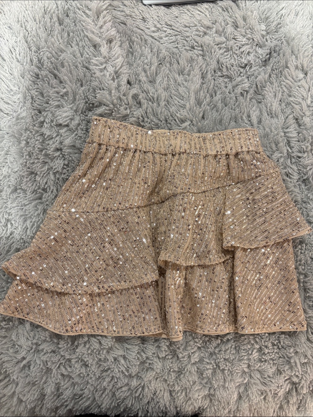 abercrombie kids Champagne Sequin Tiered Ruffle Skirt